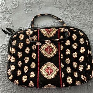 Vera Bradley Black and Red Leaf Pattern Cosmetic Bag